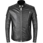 Dean Black Real Cowhide Biker Leather Jacket for Men