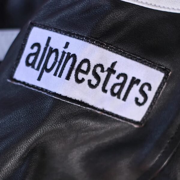 alpinestars logo stitch on red bull leather jacket