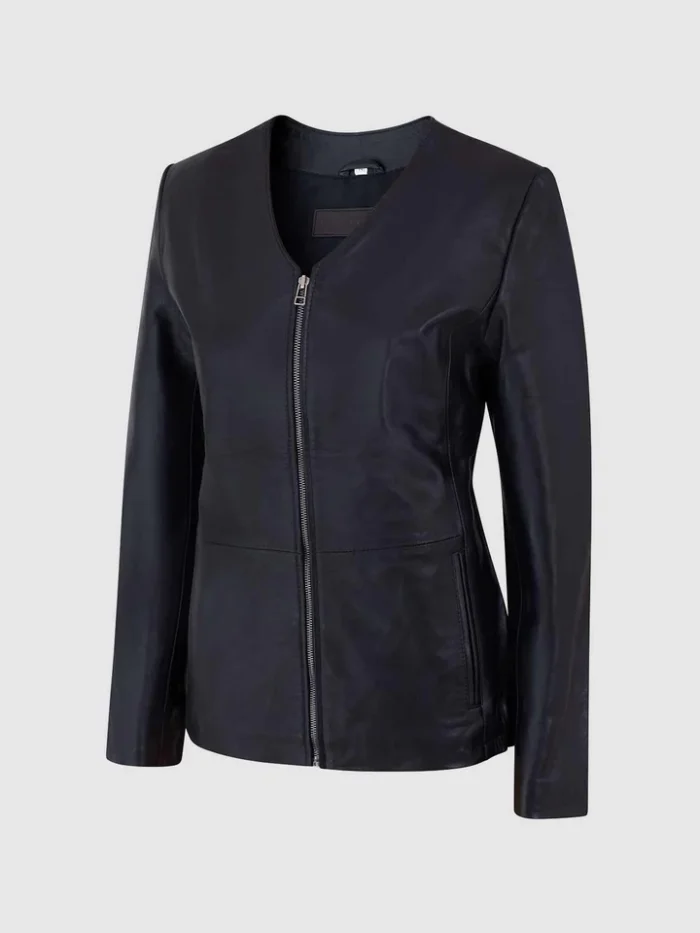 Buy Female Leather Motorcycle Jacket Black Color