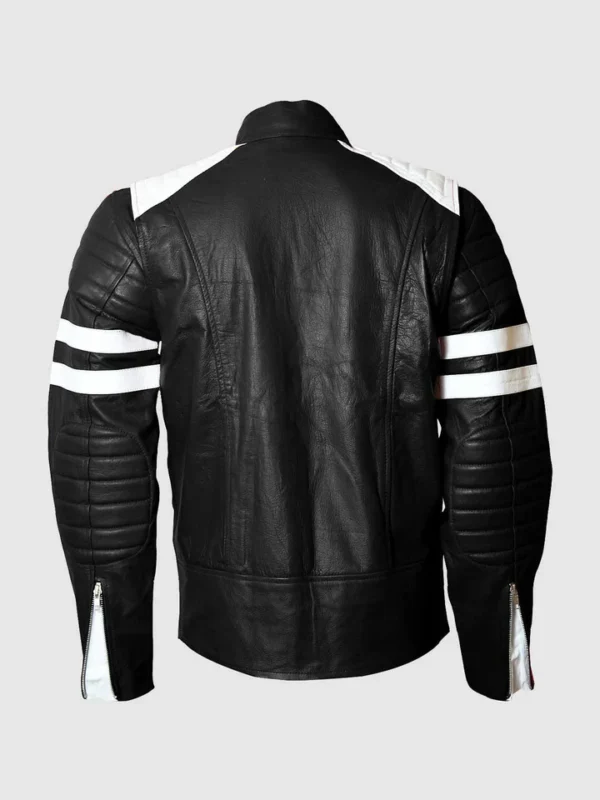 Fight Club Black & White Leather Jacket for Men