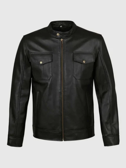 Buy 4 Pocket Black Leather Jacket for Men