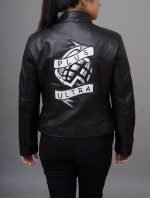 Handmade Black Leather Cosplay Costume Jacket for Women - The Jacket Place