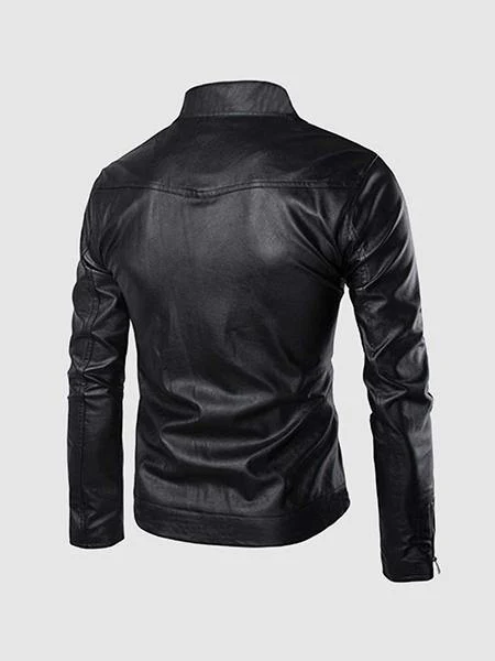 High Collar Leather Jacket