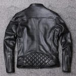 Mens Ionic Genuine Cowhide Biker Leather Jacket Black Color