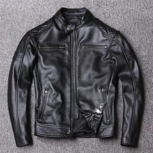 Men's Ionic Genuine Cowhide Biker Leather Jacket - The Jacket Place
