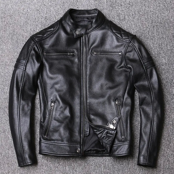 Ionic Genuine Cowhide Biker Leather Jacket