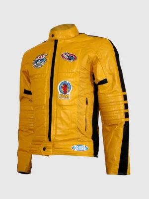 Kill Bill Yellow Motorcycle Leather Jacket for Men