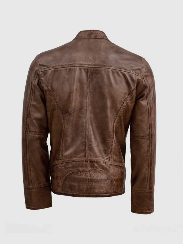 Leather Waxed Jacket Brown for Men