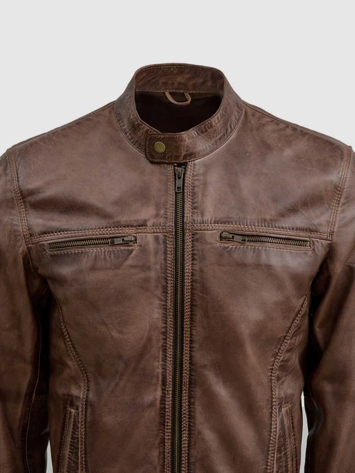 Brown Leather Waxed Jacket