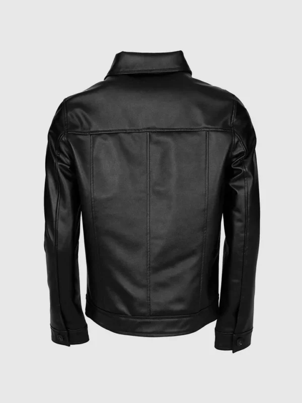 Best Men Black Leather Jacket with Folded Collar