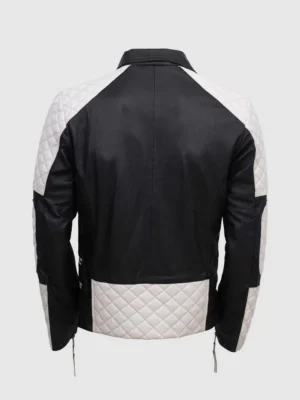 Buy Men Black & White Leather Jacket - Equitazione