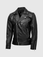 Buy Quilted Biker Leather Jacket Black for Men