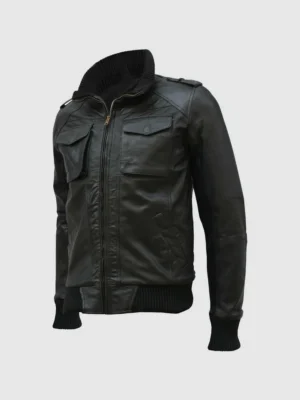 Buy Black Leather Bomber Jacket for Men