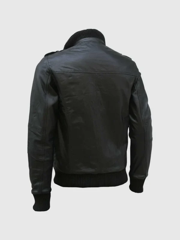 Classic Black Leather Bomber Jacket for Men