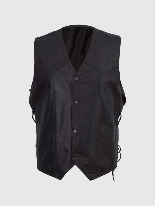 Classic Men's Simple Black Leather Vest