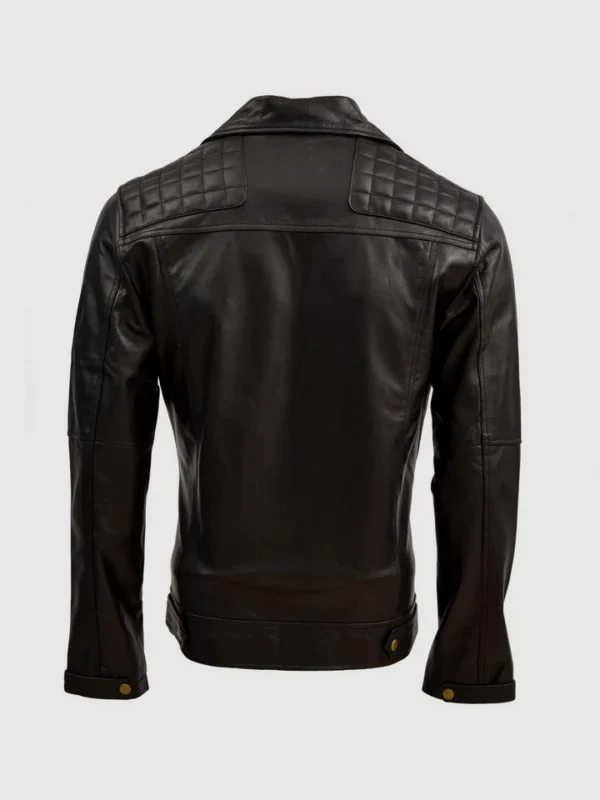 Black Soft Sheep Leather Quilted Jacket for Men