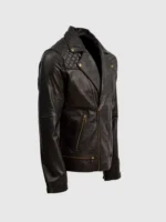 Mens Black Soft Sheep Leather Quilted Jacket