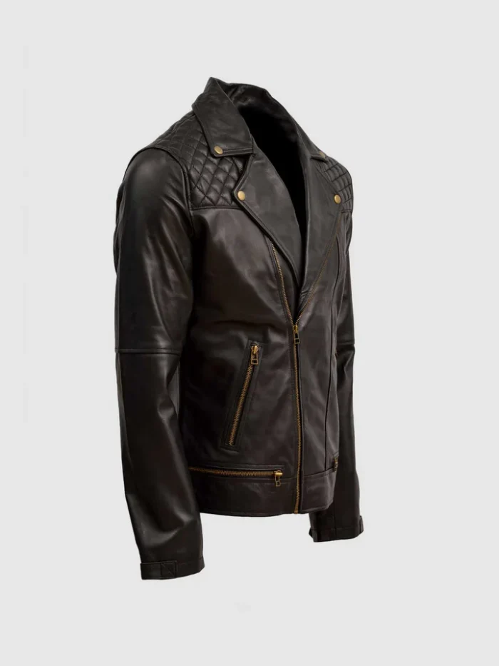 Mens Black Soft Sheep Leather Quilted Jacket