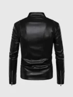 Mens Stand Up Collar Leather Jacket