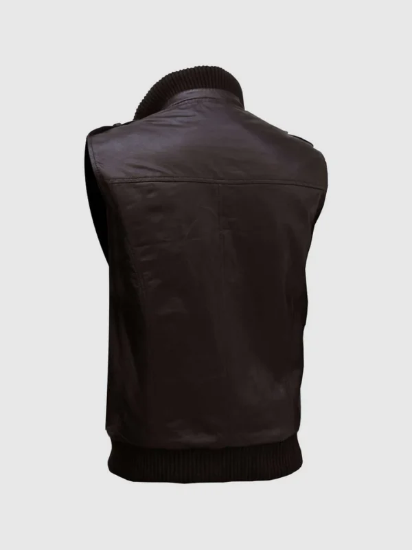 Men Brown Bomber Leather Vest