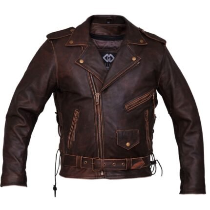 Brown Distressed Marlon Brando Motorcycle Armoured Jacket