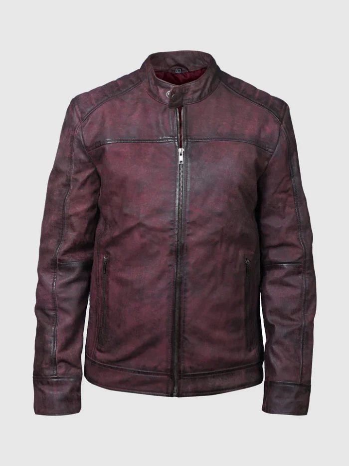 Classic Burgundy Waxed Jacket for Men