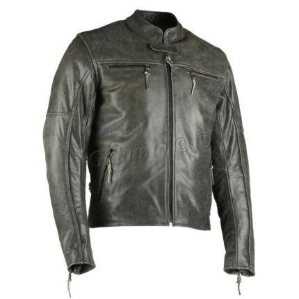 Men's Distressed Leather Armoured Biker Jacket