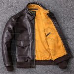 Black Military Cowhide Leather Jacket - The Jacket Place