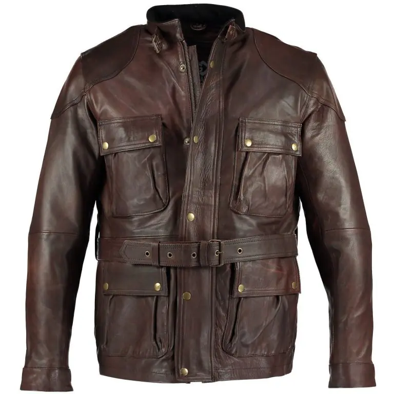 Men's Full Grain Cowhide Belted Biker Leather Jacket II