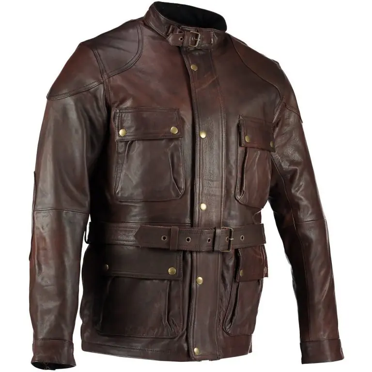 Men's Full Grain Cowhide Belted Biker Leather Jacket II