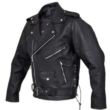 Men's Full Grain Cowhide Belted Biker Leather Jacket