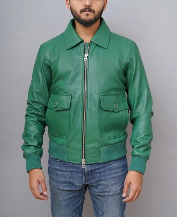 Buy G1 Flight Green Bomber Leather Jacket for Men - The Jacket Place