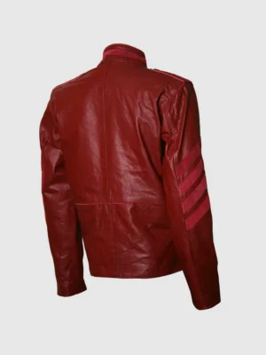 Classic Military Look Men Maroon Leather Jacket