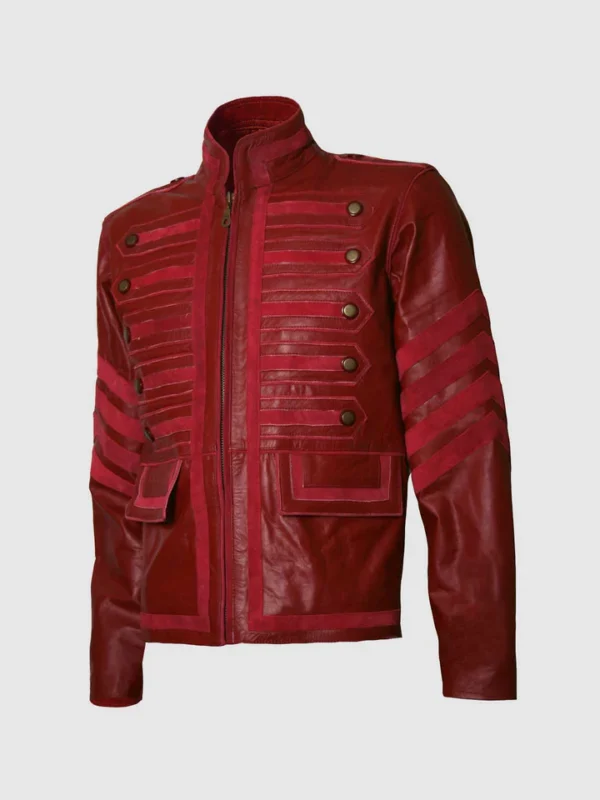 Buy Military Look Men Maroon Leather Jacket from The Jacket Place