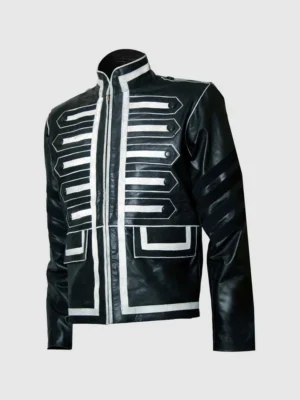 Buy Military Men Black and White Leather Jacket