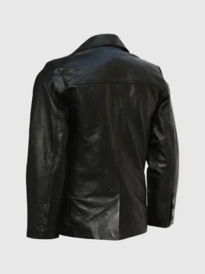 Mission Impossible 2 Button Black Leather Blazer