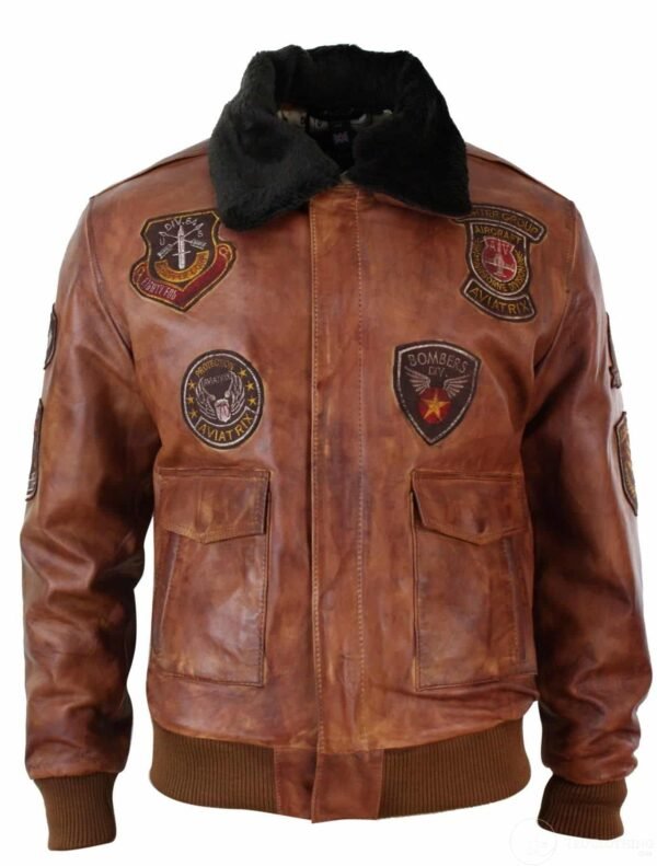 Buy Aviator Bomber Leather Jacket Tan Brown