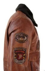 Aviator Tan Brown Bomber Leather Jacket for Men