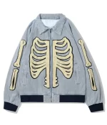 Halloween Furry Bone Patchwork Skeleton Jacket on Sale