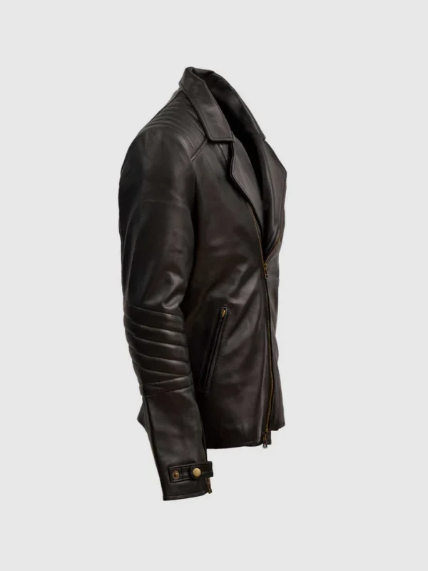 Sheep Black Men Leather Biker Jacket