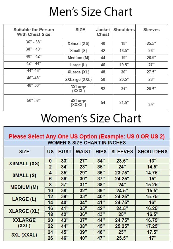 Product size chart