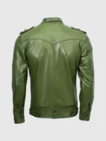 Slim Fit Men Green Biker Jacket