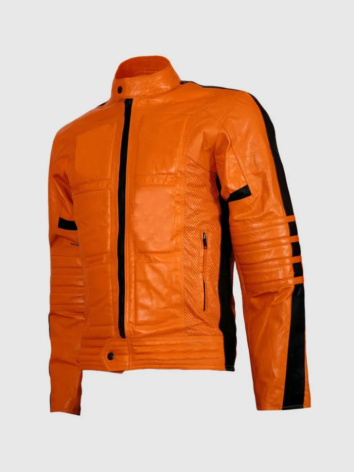 Buy Street Fashion Orange Leather Jacket for Men