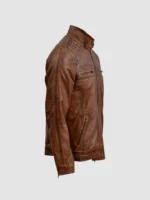 Waxed Leather Jacket Tan Brown Color