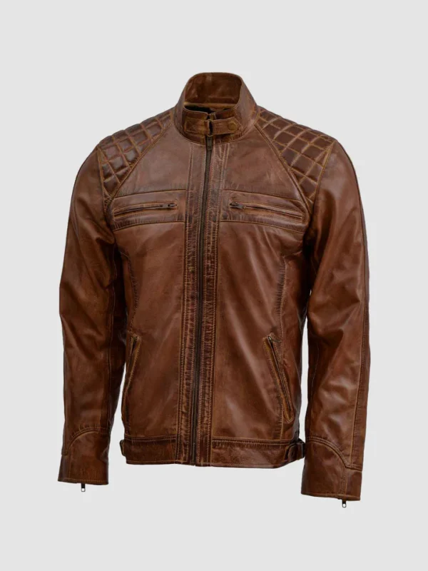 Shop Tan Brown Waxed Leather Jacket