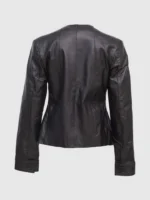 Buy Black Open Front Collarless Jacket for Women