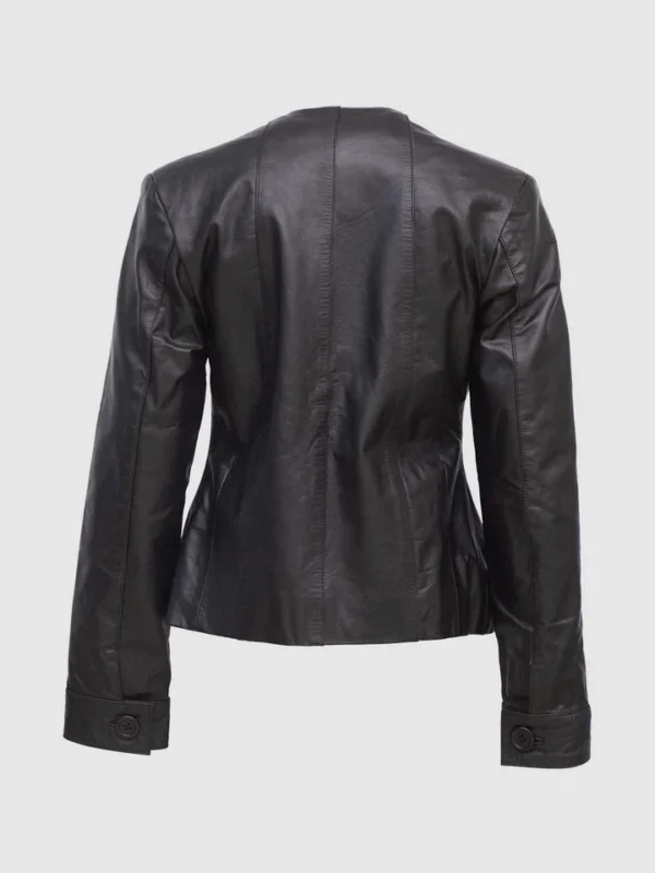 Buy Black Open Front Collarless Jacket for Women