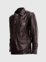 Brown Leather Reefer Jacket for Men - The Jacket Place