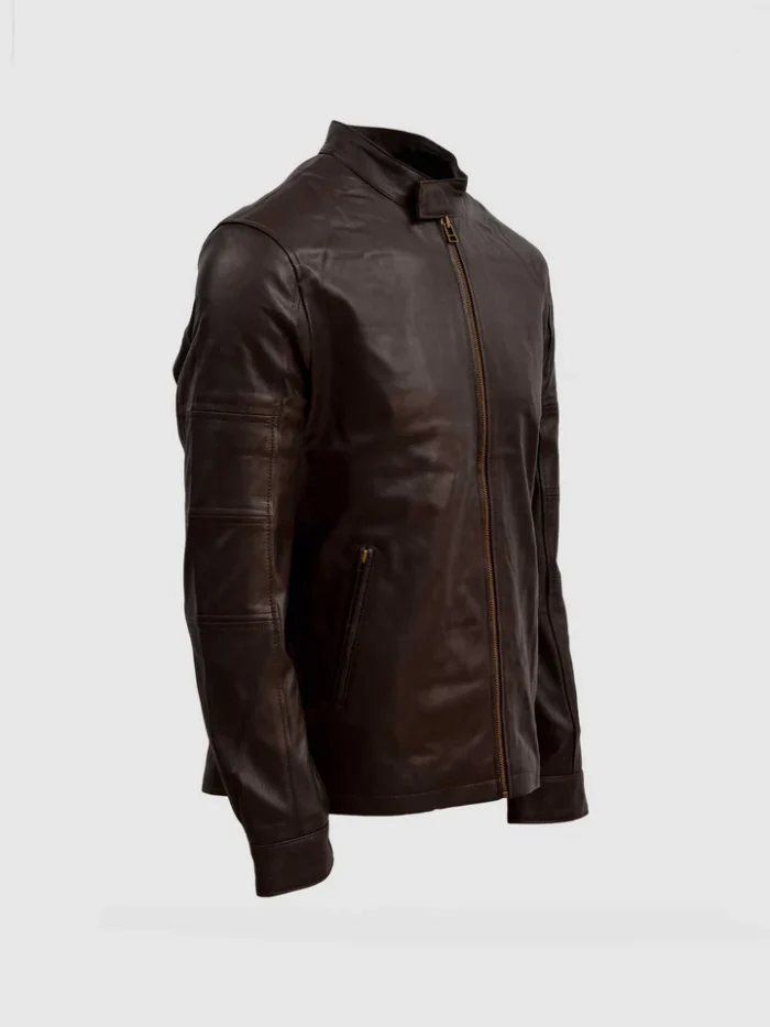 Shop Brown Sheep Leather Biker Jacket for Men