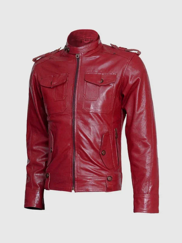 Buy Top-Grade Men's Burgundy Leather Jacket